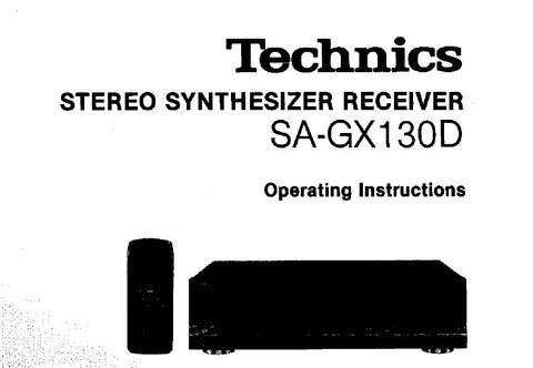 TECHNICS SA-GX130D AV CONTROL STEREO RECEIVER OPERATING INSTRUCTIONS 28  PAGES ENG