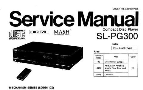 TECHNICS SL-PG300 CD PLAYER SERVICE MANUAL INC BLK DIAG PCBS SCHEM DIAG AND PARTS LIST 36 PAGES ENG
