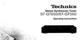 TECHNICS ST-GT550 ST-GT650 STEREO SYNTHESIZER TUNER OPERATING INSTRUCTIONS 20 PAGES ENG