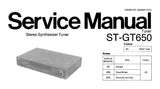 TECHNICS ST-GT650 STEREO SYNTHESIZER TUNER SERVICE MANUAL INC BLK DIAG SCHEM DIAGS AND PARTS LIST 25 PAGES ENG