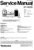 TECHNICS ST-HD55 TUNER SERVICE MANUAL INC BLK DIAG PCBS SCHEM DIAGS AND PARTS LIST 36 PAGES ENG