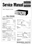 TECHNICS SU-3500 STEREO INTEGRATED AMPLIFIER SERVICE MANUAL INC PCBS SCHEM DIAG AND PARTS LIST 8 PAGES ENG