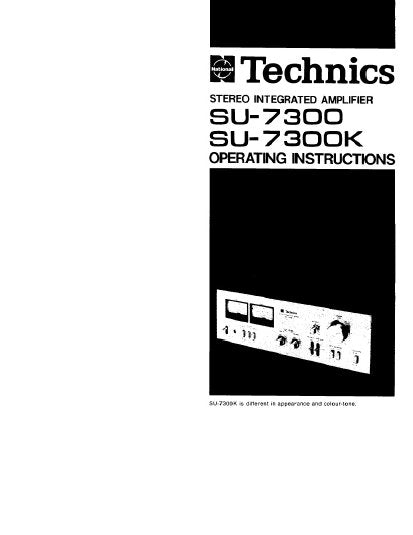 TECHNICS SU-7300 SU-7300K STEREO INTEGRATED AMPLIFIER OPERATING INSTRUCTIONS 20 PAGES ENG