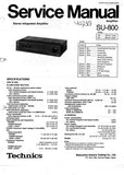 TECHNICS SU-800 STEREO INTEGRATED AMPLIFIER SERVICE MANUAL INC BLK DIAG PCBS SCHEM DIAG AND PARTS LIST 11 PAGES ENG
