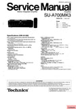 TECHNICS SU-A700MK3 STEREO INTEGRATED AMPLIFIER SERVICE MANUAL INC BLK DIAG PCBS SCHEM DIAGS AND PARTS LIST 36 PAGES ENG