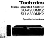 TECHNICS SU-A800MK2 SU-900MK2 STEREO INTEGRATED AMPLIFIER OPERATING INSTRUCTIONS 12 PAGES ENG