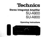 TECHNICS SU-A800 SU-A900 STEREO INTEGRATED AMPLIFIER OPERATING INSTRUCTIONS 16 PAGES ENG