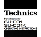 TECHNICS SU-C01 SU-C01K STEREO PREAMPLIFIER OPERATING INSTRUCTIONS 12 PAGES ENG