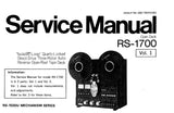 TECHNICS RS-1700 STEREO REEL TO REEL TAPE DECK SERVICE MANUAL VOL 1 VOL 2 INC BLK DIAG SCHEMS WIRING CONN DIAGS PCBS AND PARTS LIST 84 PAGES ENG