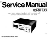 TECHNICS RS-671US STEREO CASSETTE TAPE DECK SERVICE MANUAL INC SCHEM DIAG WIRING CONN DIAG PCBS AND PARTS LIST 40 PAGES ENG