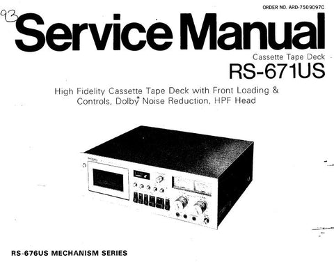 TECHNICS RS-671US STEREO CASSETTE TAPE DECK SERVICE MANUAL INC SCHEM DIAG WIRING CONN DIAG PCBS AND PARTS LIST 40 PAGES ENG