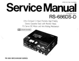 TECHNICS RS-686DS-D STEREO CASSETTE TAPE DECK SERVICE MANUAL INC BLK DIAG WIRING CONN DIAG SCHEM DIAG PCBS AND PARTS LIST 34 PAGES ENG