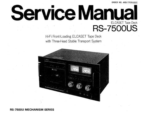 TECHNICS RS-7500US STEREO ELCASET TAPE DECK SERVICE MANUAL INC SCHEM DIAG WIRING CONN DIAG PCBS AND PARTS LIST 30 PAGES ENG