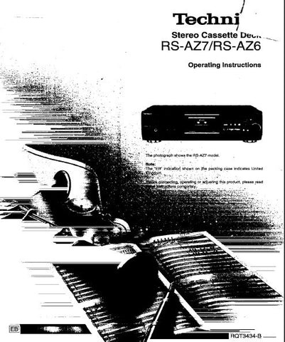 TECHNICS RS-AZ6 RS-AZ7 STEREO CASSETTE TAPE DECK OPERATING INSTRUCTIONS INC CONN DIAGS AND TRSHOOT GUIDE 20 PAGES ENG