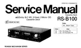 TECHNICS RS-B100 STEREO CASSETTE TAPE DECK SERVICE MANUAL INC BLK DIAG SCHEM DIAG WIRING CONN DIAG PCBS AND PARTS LIST 45 PAGES ENG DEUT ESP FRANC