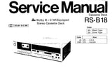 TECHNICS RS-B18 STEREO CASSETTE TAPE DECK SERVICE MANUAL INC BLK DIAG SCHEM DIAG PCBS AND PARTS LIST 14 PAGES ENG