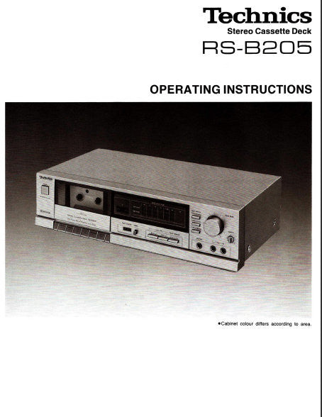 TECHNICS RS-B205 STEREO CASSETTE TAPE DECK OPERATING INSTRUCTIONS INC CONN DIAG AND TRSHOOT GUIDE 10 PAGES ENG