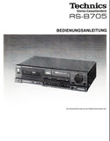 TECHNICS RS-B705 STEREO CASSETTENDECK BEDIENUNGSANLEITUNG MIT ANSCHLUSSE 8 PAGES DEUT