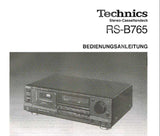 TECHNICS RS-B765 STEREO CASSETTENDECK BEDIENUNGSANLEITUNG 21 PAGES DEUTSCH