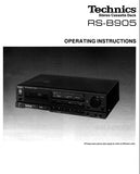 TECHNICS RS-B905 STEREO CASSETTE TAPE DECK OPERATING INSTRUCTIONS INC CONN DIAG AND TRSHOOT GUIDE 14 PAGES ENG