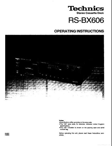 TECHNICS RS-BX606 STEREO CASSETTE TAPE DECK OPERATING INSTRUCTIONS INC CONN DIAG AND TRSHOOT GUIDE 20 PAGES ENG
