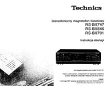 TECHNICS RS-BX646 RS-BX701 RS-BX747 STEREOFONICZNY MAGNETOFON KASETOWY INSTRUKCJA OBSLUGI  20 PAGES