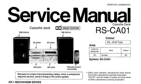 TECHNICS RS-CA01 STEREO CASSETTE TAPE DECK SERVICE MANUAL INC BLK DIAG SCHEM DIAG PCBS AND PARTS LIST 35 PAGES ENG