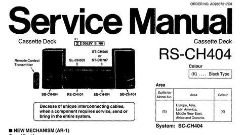 TECHNICS RS-CH404 STEREO CASSETTE TAPE DECK SERVICE MANUAL INC BLK DIAG WIRING DIAG SCHEMS PCBS AND PARTS LIST 18 PAGES ENG