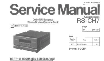 TECHNICS RS-CH7 STEREO DOUBLE CASSETTE TAPE DECK SERVICE MANUAL INC BLK DIAG SCHEM DIAG PCBS AND PARTS LIST 26 PAGES ENGLISH