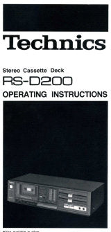 TECHNICS RS-D200 STEREO CASSETTE TAPE DECK OPERATING INSTRUCTIONS AANSLUITINGEN GIDS VOR HET VERHELPEN VAN STORINGEN 10 PAGES NL