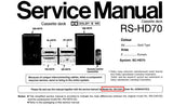 TECHNICS RS-HD70 STEREO CASSETTE TAPE DECK SERVICE MANUAL INC SCHEM DIAG PCBS AND PARTS LIST 10 PAGES ENG