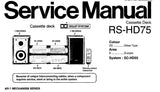 TECHNICS RS-HD75 STEREO CASSETTE TAPE DECK SERVICE MANUAL INC BLK DIAG SCHEM DIAGS PCBS AND PARTS LIST 32 PAGES ENG