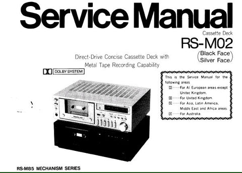 TECHNICS RS-M02 STEREO CASSETTE TAPE DECK SERVICE MANUAL INC BLK DIAGS WIRING CONN DIAG SCHEM DIAGS PCBS AND PARTS LIST 25 PAGES ENG