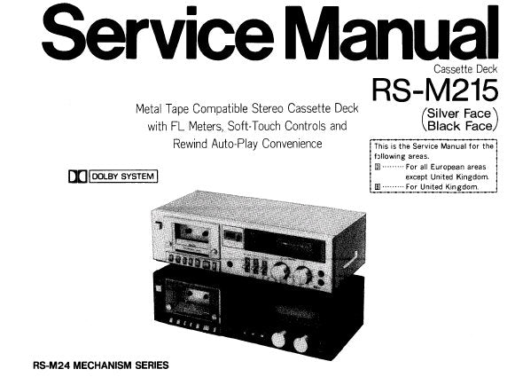 TECHNICS RS-M215 STEREO CASSETTE TAPE DECK SERVICE MANUAL INC SCHEM DIAG PCBS AND PARTS LIST 18 PAGES ENG DEUT FRANC