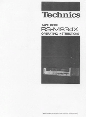 TECHNICS RS-M234X STEREO CASSETTE TAPE DECK OPERATING INSTRUCTIONS INC CONN DIAGS AND TRSHOOT GUIDE 14 PAGES ENG