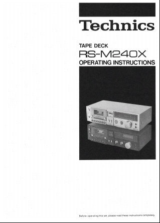 TECHNICS RS-M240X STEREO CASSETTE TAPE DECK OPERATING INSTRUCTIONS INC CONN DIAGS AND TRSHOOT GUIDE 14 PAGES ENG FRANC DEUT MULTI