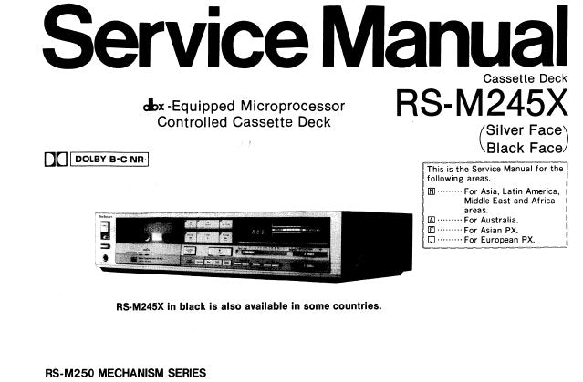 TECHNICS RS-M245X STEREO CASSETTE TAPE DECK SERVICE MANUAL INC BLK DIAG WIRING CONN DIAG SCHEM DIAGS PCBS AND PARTS LIST 11 PAGES ENG