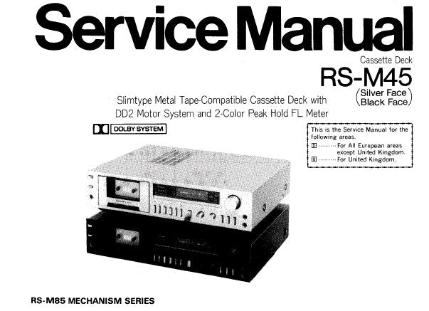 TECHNICS RS-M45 STEREO CASSETTE TAPE DECK SERVICE MANUAL INC WIRING CONN DIAGS SCHEM DIAGS PCBS AND PARTS LIST 38 PAGES ENG DEUT FRANC