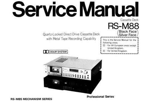 TECHNICS RS-M88 PRO SERIES STEREO CASSETTE TAPE DECK SERVICE MANUAL INC BLK DIAG WIRING CONN DIAG SCHEM DIAGS PCBS AND PARTS LIST 88 PAGES ENG