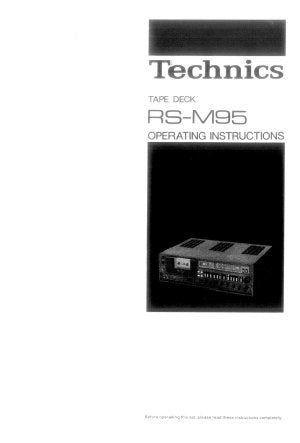 TECHNICS RS-M95 STEREO CASSETTE TAPE DECK OPERATING INSTRUCTIONS INC CONN DIAG AND TRSHOOT GUIDE 26 PAGES ENG DEUT
