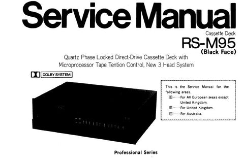 TECHNICS RS-M95 PRO SERIES STEREO CASSETTE TAPE DECK SERVICE MANUAL INC BLK DIAG WIRING CONN DIAG SCHEM DIAGS PCBS AND PARTS LIST 38 PAGES ENG