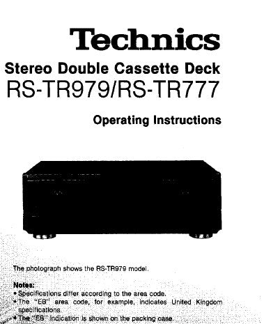 TECHNICS RS-TR777 RS-TR979 STEREO DOUBLE CASSETTE TAPE DECK OPERATING INSTRUCTIONS  INC CONN DIAG AND TRSHOOT GUIDE 24 PAGES ENG