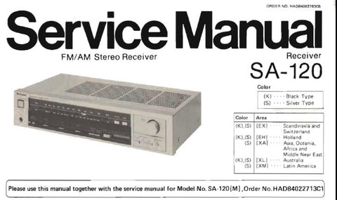 TECHNICS SA-120 SA-120 (M) FM AM STEREO RECEIVER SERVICE MANUALS INC BLK DIAG SCHEM DIAGS PCB'S AND PARTS LIST 18 PAGES ENG