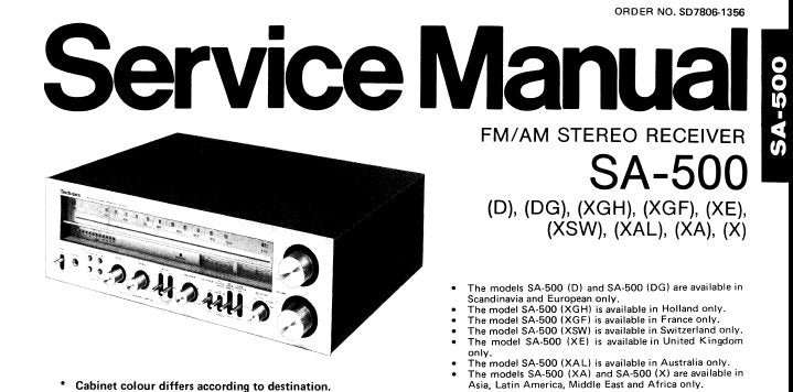 TECHNICS SA-500 FM AM STEREO RECEIVER SERVICE MANUAL INC BLK DIAG SCHEM DIAG PCB'S AND PARTS LIST 16 PAGES ENG