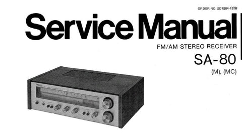 TECHNICS SA-80 FM AM STEREO RECEIVER SERVICE MANUAL INC BLK DIAG SCHEM DIAG PCB'S AND PARTS LIST 18 PAGES ENG