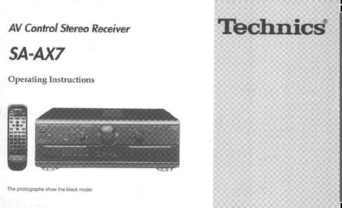 TECHNICS SA-AX7 AV CONTROL STEREO RECEIVER OPERATING INSTRUCTIONS INC CONN DIAGS AND TRSHOOT GUIDE 88 PAGES ENG FRANC