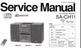 TECHNICS SA-CH11 CD STEREO SYSTEM SERVICE MANUAL INC BLK DIAG WIRING CONN DIAG SCHEM DIAGS PCB'S PARTS LIST AND TRSHOOT GUIDE 62 PAGES ENG