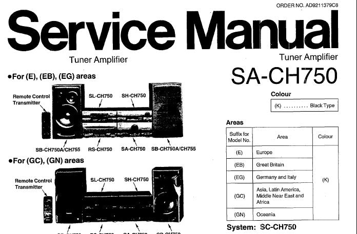 TECHNICS SA-CH750 STEREO TUNER AMPLIFIER SERVICE MANUAL INC CONN DIAGS BLK DIAG WIRING CONN DIAG SCHEM DIAGS PCB'S AND PARTS LIST 22 PAGES ENG