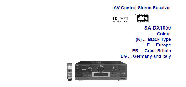 TECHNICS SA-DX1050 AV CONTROL STEREO RECEIVER SERVICE MANUAL INC BLK DIAGS SCHEM DIAGS PCB'S PARTS LIST 84 PAGES ENG