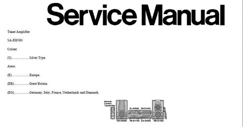 TECHNICS SA-EH560 STEREO TUNER AMPLIFIER SERVICE MANUAL INC BLK DIAG SCHEM DIAGS PCB'S AND PARTS LIST 81 PAGES ENG